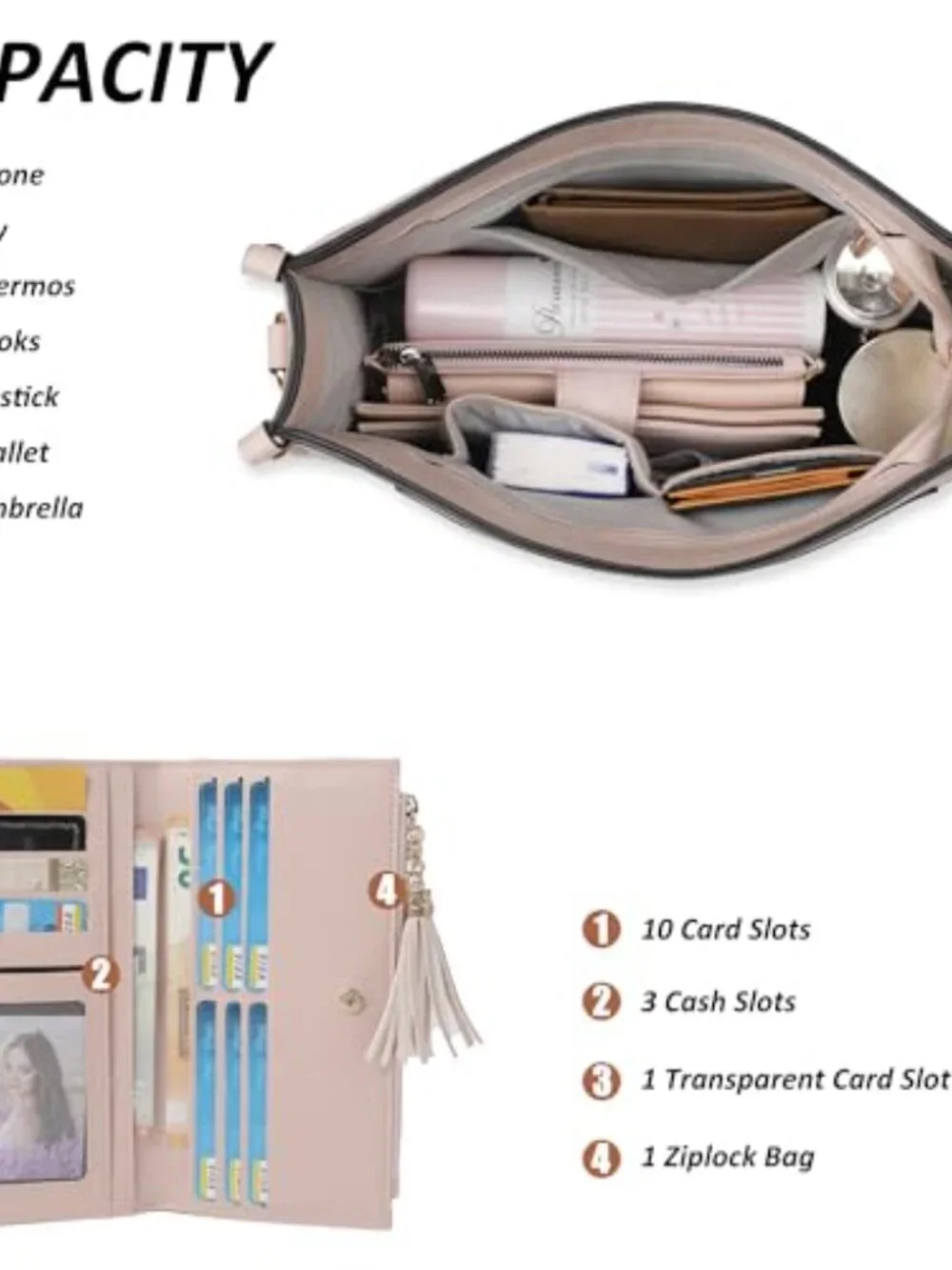 Vegan Leather Crossbody Bag and Wallet Set with Adjustable Strap